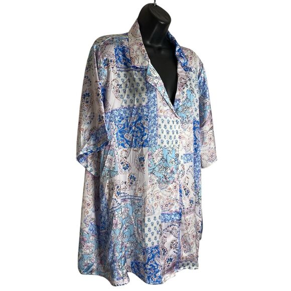 NWT Tamara H Blouse Womens 2X Floral Paisley Patchwork Tunic S/S Boho Cottage - Picture 4 of 13